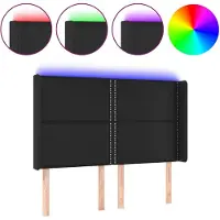 vidaXL Tête de lit LED noir 147x16x118/128 cm similicuir