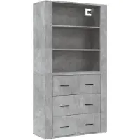 vidaXL Highboard gris béton bois composite