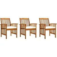 vidaXL Chaises de jardin 3 pièces avec coussins en bois massif d'acacia