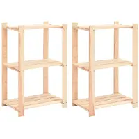 vidaXL Étagères de rangement à 3 niveaux 2 pcs 60x38x90 cm Pin 150 kg