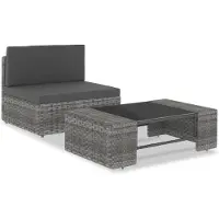 vidaXL Ensemble de jardin lounge 2 pièces Poly rotin gris