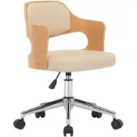 vidaXL Chaise de bureau pivotante Crème Bois courbé et similicuir