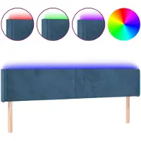 vidaXL Tête de lit LED bleu foncé 163x16x78/88 cm velours