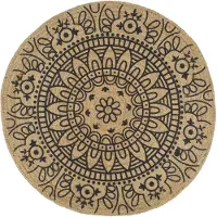 vidaXL Tapis fait à la main Jute avec imprimé bleu foncé 90 cm