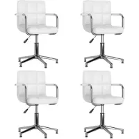 vidaXL Chaise de salle à manger 4 pcs. Pivotant Blanc Similicuir