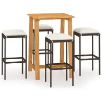 vidaXL Ensemble bar de jardin 5 pièces avec coussins Marron
