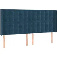 vidaXL Tête de lit avec oreilles bleu foncé 203x16x118/128 cm velours
