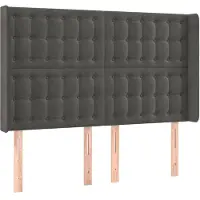 vidaXL Tête de lit avec oreilles gris foncé 147x16x118/128 cm velours