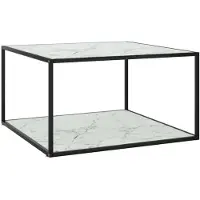 vidaXL Table basse noire avec verre blanc aspect marbre 90x90x50 cm