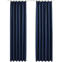 vidaXL Rideaux occultants avec crochets 2 pcs Bleu 140x225 cm