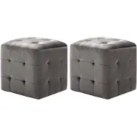 vidaXL 2 pcs Poufs Gris 30 x 30 x 30 cm Tissu velours