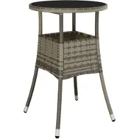vidaXL Table de jardin Ø60x75 cm verre dur et poly rotin gris