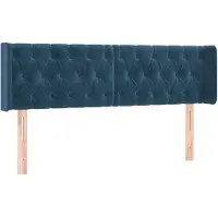 vidaXL Tête de lit avec oreilles bleu foncé 147x16x78/88 cm velours