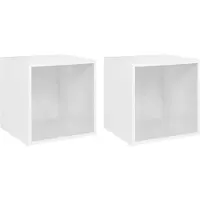 vidaXL Meuble TV 2 pcs Blanc 37x35x37 cm Bois reconstitué