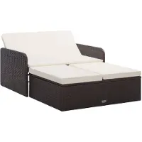 vidaXL Ensemble de salon de jardin 2 pièces avec coussins Poly rotin brun