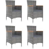 vidaXL Chaises de jardin 4 pcs. Poly rotin gris