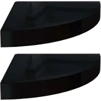 vidaXL Étagères d'angle flottantes 2pcs noir brillant 25x25x3,8cm MDF