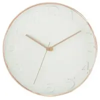 Home Deco Factory Horloge Ronde 30.5cm Blanche Cuivree