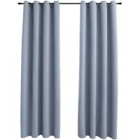 vidaXL Rideaux occultants avec anneaux en métal 2 pcs Gris 140x245 cm