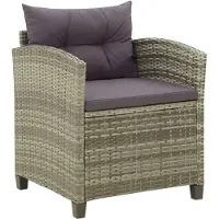 vidaXL Chaise de jardin avec coussin Poly Rattan Gris