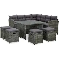 vidaXL ensemble de salon de jardin 6 pièces avec coussins Poly rotin noir