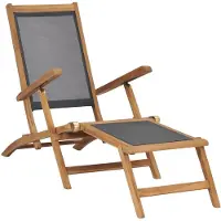 vidaXL Chaise longue avec repose-pieds en bois massif teck noir