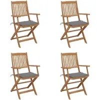 vidaXL Chaises de jardin pliantes 4 pièces avec coussins en bois massif d'acacia