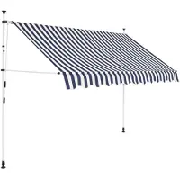 vidaXL Store rétractable manuel 250 cm bleu/blanc rayé