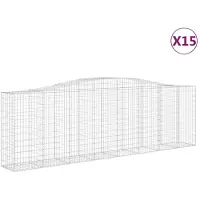 vidaXL Gabions avec arc surélevé 15 pcs 400x50x120/140cm Fer galvanisé