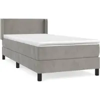 vidaXL Lit boxspring avec matelas gris clair 90x200 cm velours