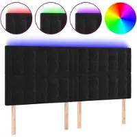 vidaXL LED Tête de lit noir 180x5x118/128 cm velours