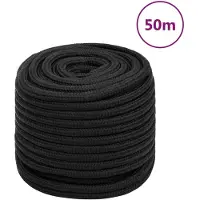 vidaXL Corde de bateau Noir complet 16 mm 50 m Polypropylène