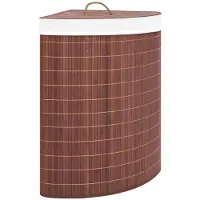 vidaXL Panier à linge d'angle Bambou Marron 60 L