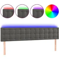 vidaXL Tête de lit LED gris foncé 160x5x78/88 cm velours