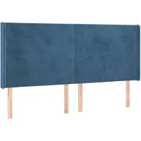 vidaXL Tête de lit avec oreilles bleu foncé 203x16x118/128 cm velours