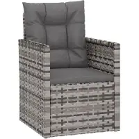 vidaXL Fauteuil de jardin avec coussins Gris Poly Rattan