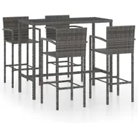 vidaXL Ensemble bar de jardin 5 pièces Poly rotin gris