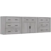 vidaXL Sideboards 3 pcs. Gris Sonoma Matériau dérivé du bois