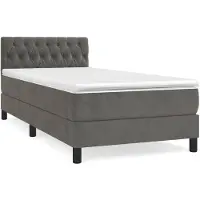 vidaXL Lit boxspring avec matelas gris foncé 90x200 cm velours