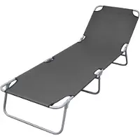 vidaXL Bain de soleil pliable avec dossier réglable Gris