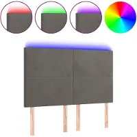 vidaXL Tête de lit LED gris foncé 144x5x118/128 cm velours