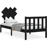 vidaXL Lit en bois massif avec tête de lit noir
