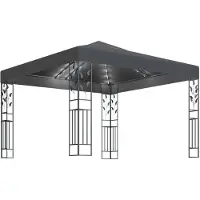 vidaXL Pavillon avec guirlande lumineuse LED 3x3 m Anthracite