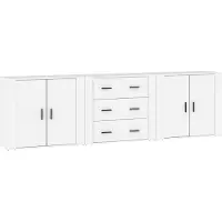 vidaXL Sideboards 3 pcs. Blanc Bois composite
