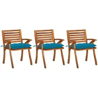 vidaXL Chaises de jardin avec coussins 3 pcs. Bois massif acacia