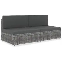 vidaXL Canapé modulable 2 places Poly rotin gris