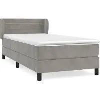 vidaXL Lit boxspring avec matelas gris clair 100x200 cm velours
