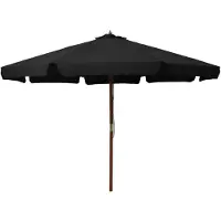 vidaXL Parasol avec mât en bois 330 cm noir