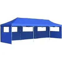 vidaXL Tente de réception pliante Pop-Up avec 5 parois latérales 3 x 9 m bleue
