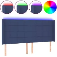 vidaXL Tête de lit LED bleue 183x16x118/128 cm Tissu